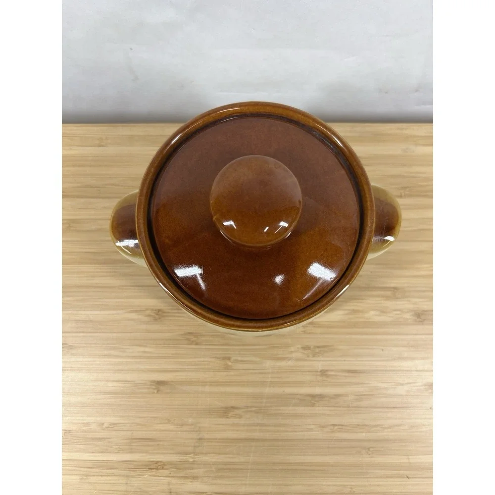 Vintage Stoneware Casserole Dish w Lid Wheat Floral Oven‎ Proof Japan